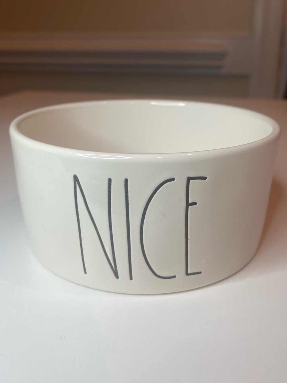 Rae Dunn "NICE" Ceramic Pet Bowl – Cream Farmhouse Style